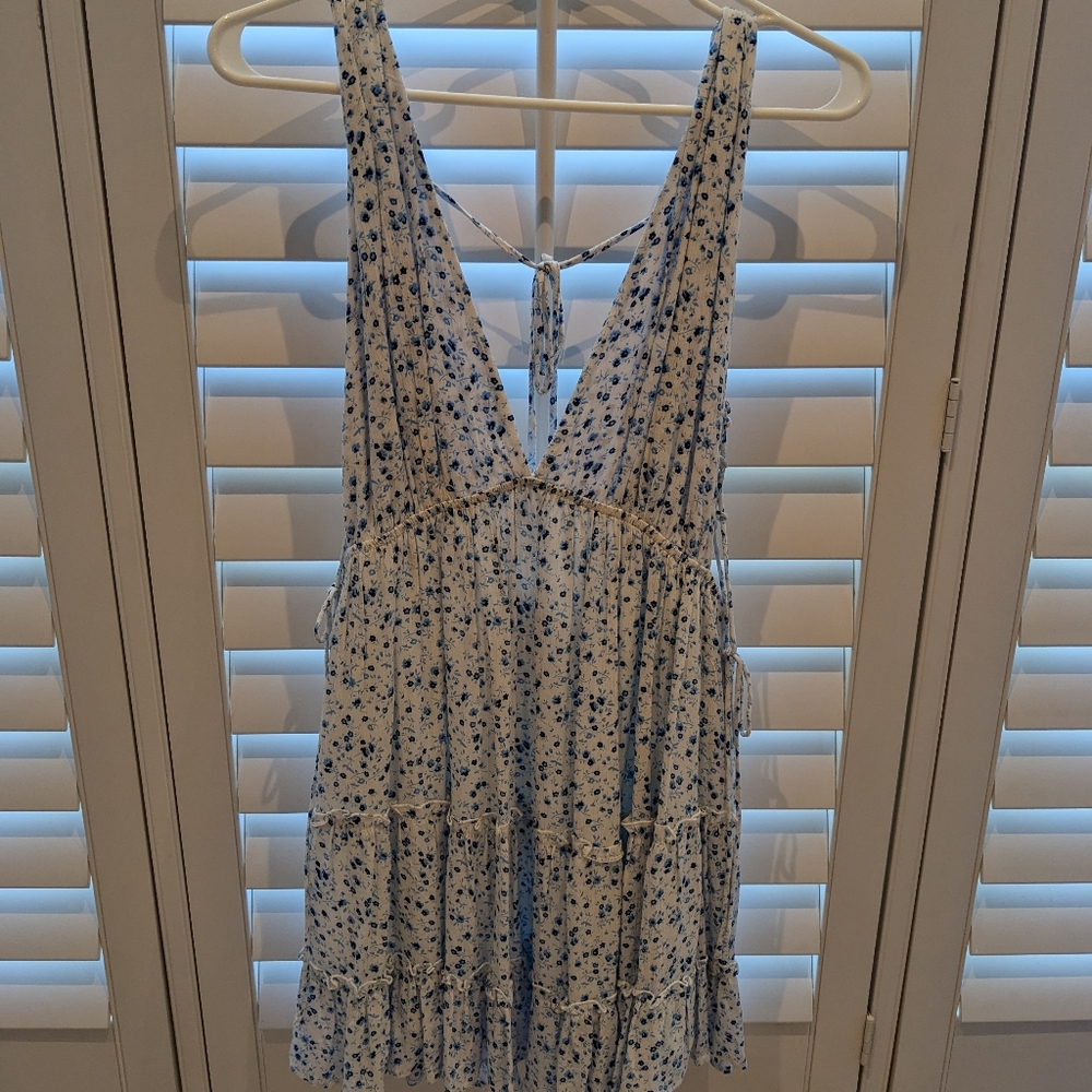 Blue and white summer dress